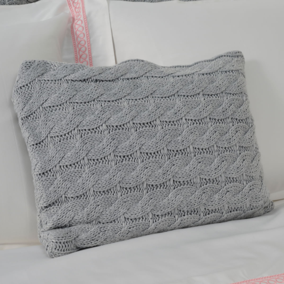 01 01 0477Capa de Almofada de Tricot Twist Prata 003